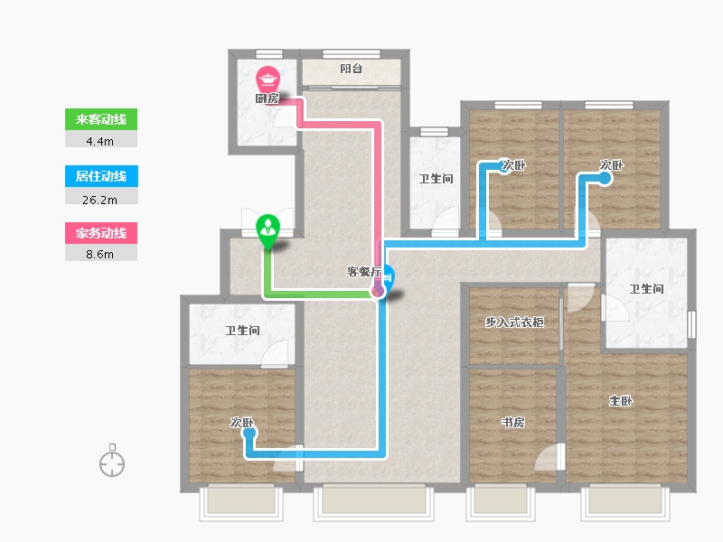 天津-天津市-远洋简宫秋韵园12号楼,秋韵园13号楼,秋韵园14号楼建面180m²-137.87-户型库-动静线