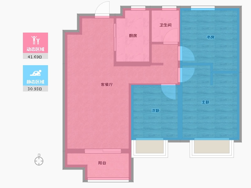 天津-天津市-雅居乐御宾府雅玥7号楼,雅玥10号楼,雅玥11号楼,雅玥12号楼建面95m²-64.52-户型库-动静分区