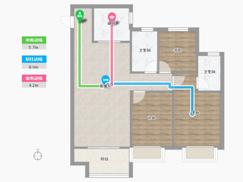 天津-天津市-雅居乐御宾府雅玥8号楼,雅玥9号楼,建面120m²-79.46-户型库-动静线