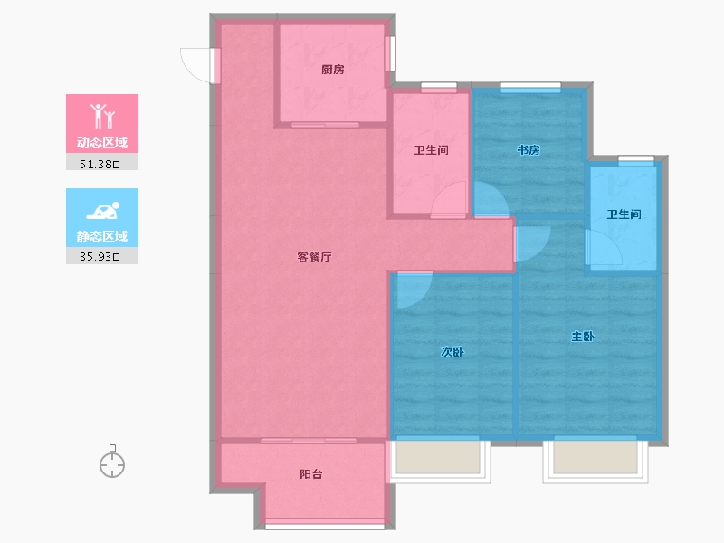 天津-天津市-雅居乐御宾府雅玥8号楼,雅玥9号楼,建面120m²-79.46-户型库-动静分区