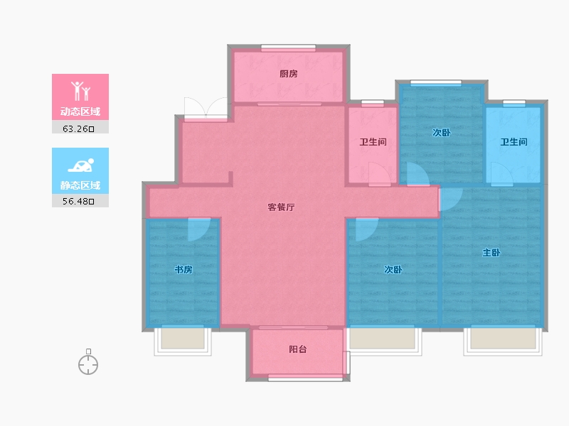 天津-天津市-雅居乐御宾府11栋18栋,19栋,建面140m²-110.09-户型库-动静分区