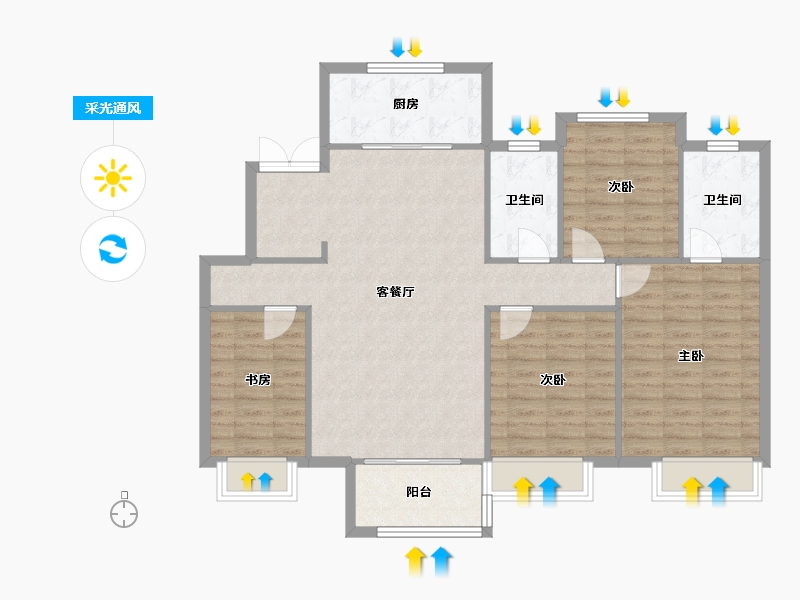 天津-天津市-雅居乐御宾府11栋18栋,19栋,建面140m²-110.09-户型库-采光通风