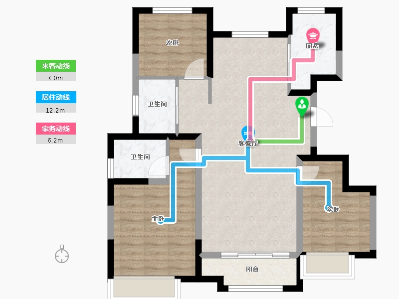 天津-天津市-雅居乐御宾府22栋,12号楼建面112m²-81.14-户型库-动静线