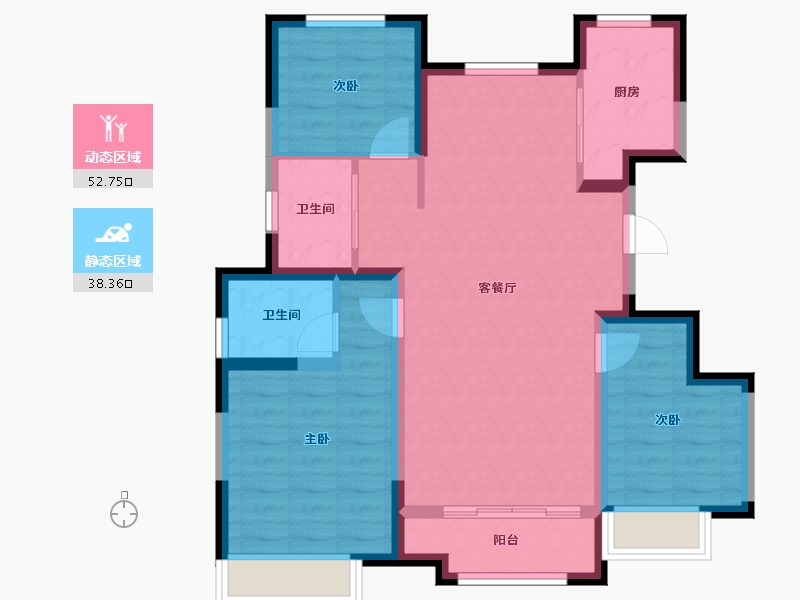 天津-天津市-雅居乐御宾府22栋,12号楼建面112m²-81.14-户型库-动静分区