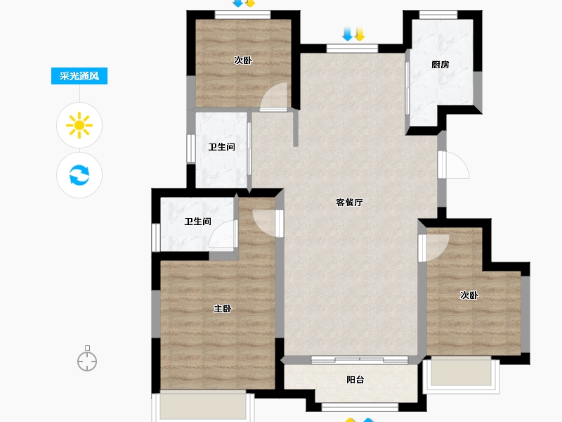 天津-天津市-雅居乐御宾府22栋,12号楼建面112m²-81.14-户型库-采光通风