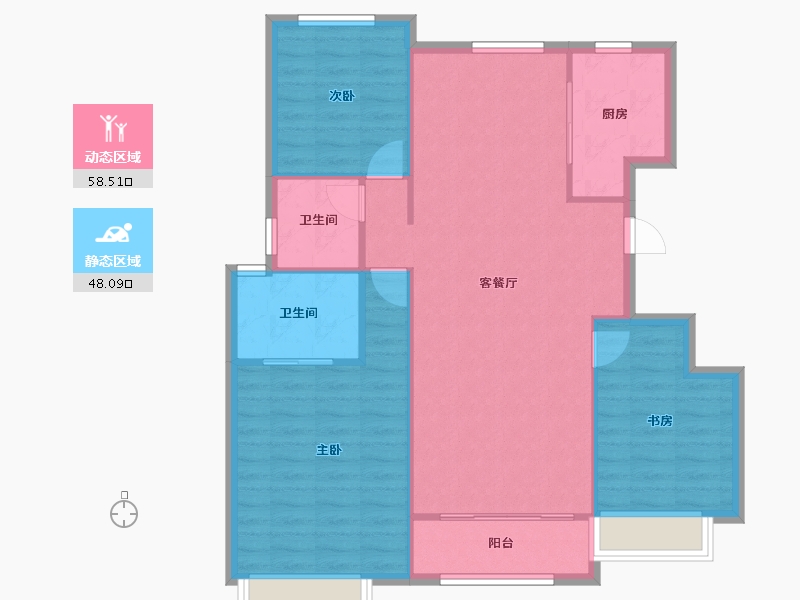 天津-天津市-雅居乐御宾府18栋,19栋,6号楼,7号楼,15号楼建面129m²-98.01-户型库-动静分区