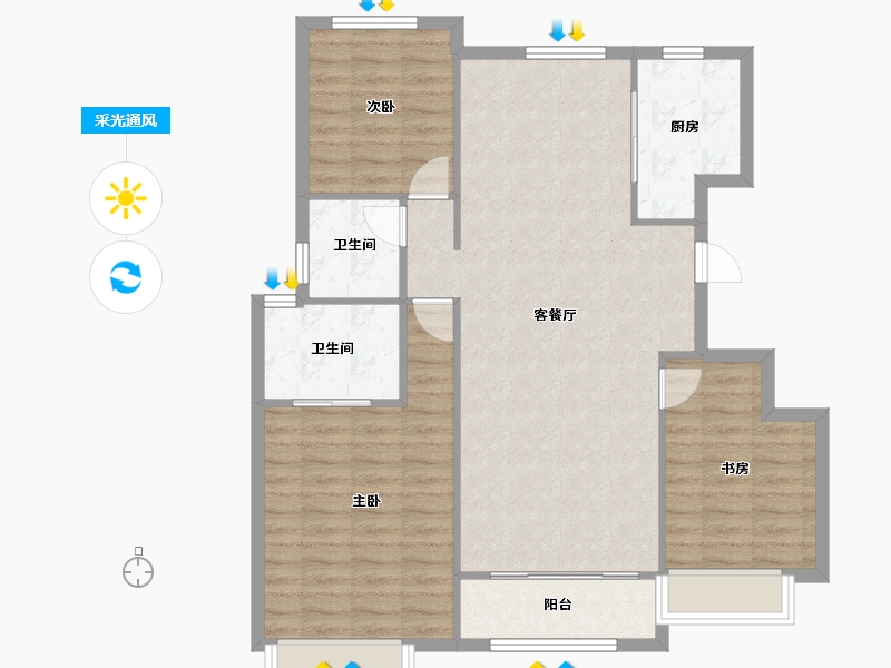 天津-天津市-雅居乐御宾府18栋,19栋,6号楼,7号楼,15号楼建面129m²-98.01-户型库-采光通风