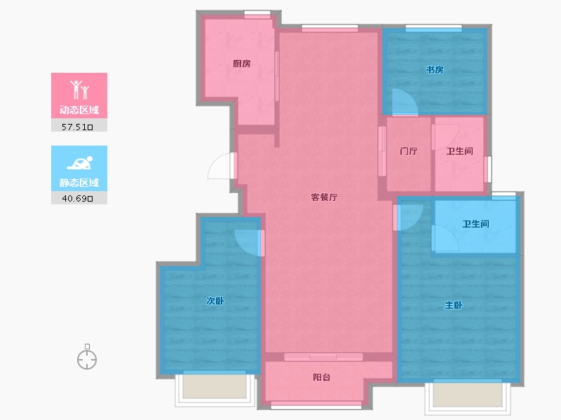 天津-天津市-雅居乐御宾府雅玥1号楼,雅玥6号楼建面117m²-87.53-户型库-动静分区