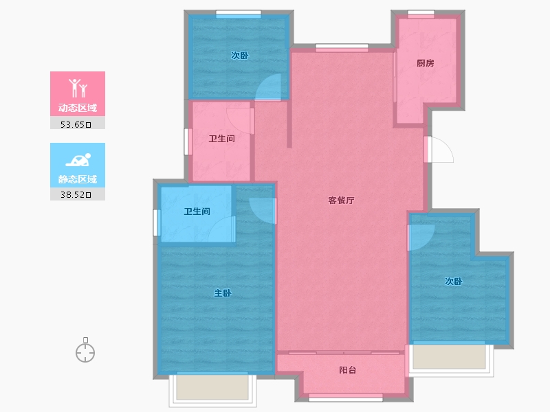 天津-天津市-雅居乐御宾府20栋,23栋,2号楼,3号楼,12号楼,17号楼建面110m²-84.01-户型库-动静分区