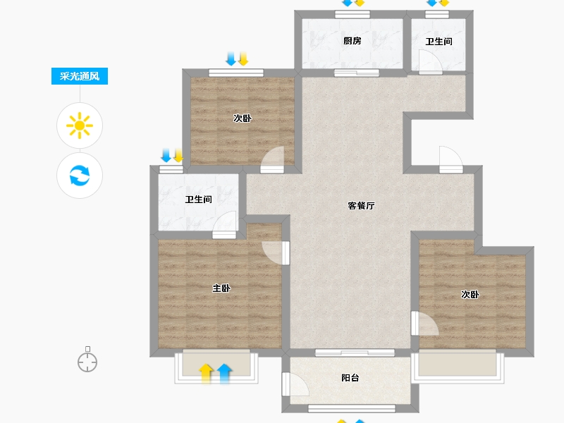 天津-天津市-阳光城文澜府17号楼115m²-92.00-户型库-采光通风