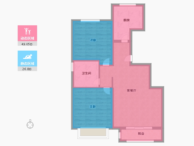 天津-天津市-中海锦城36号楼,39号楼建面84m²-67.19-户型库-动静分区