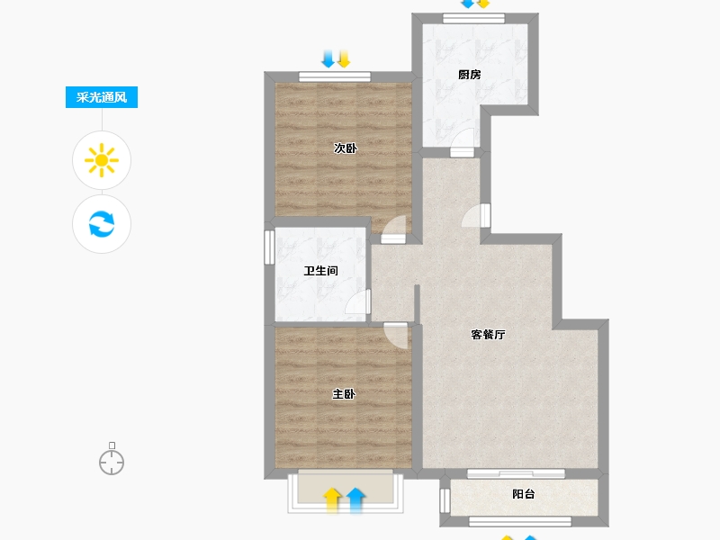 天津-天津市-中海锦城36号楼,39号楼建面84m²-67.19-户型库-采光通风