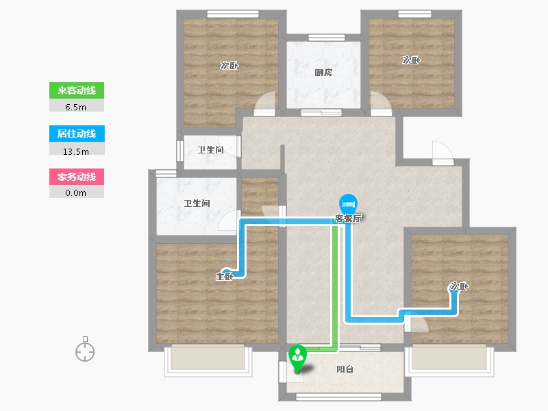 天津-天津市-阳光城文澜府17号楼128m²-102.40-户型库-动静线