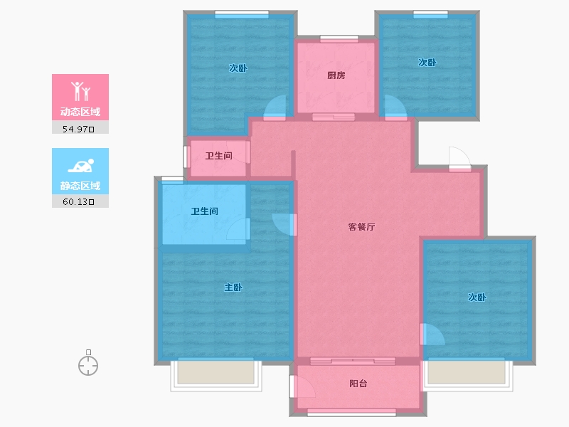 天津-天津市-阳光城文澜府17号楼128m²-102.40-户型库-动静分区