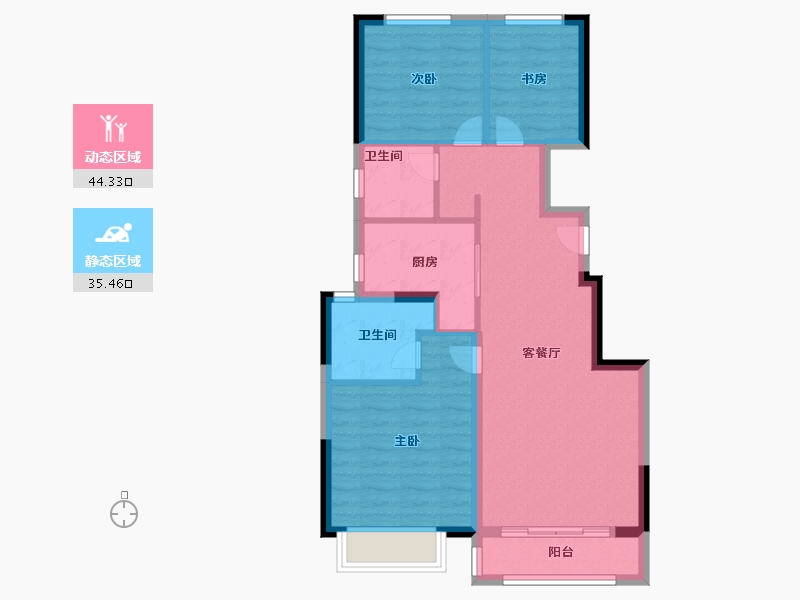 天津-天津市-中海锦城3号楼,2号楼建面89m²-71.20-户型库-动静分区