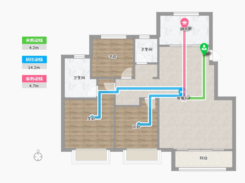 天津-天津市-阳光城未来悦建面110m²-88.00-户型库-动静线