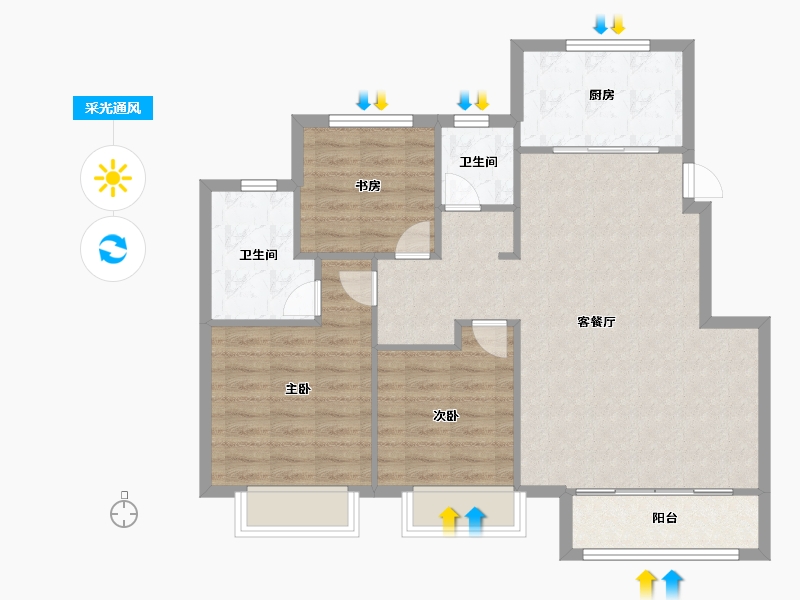 天津-天津市-阳光城未来悦建面110m²-88.00-户型库-采光通风