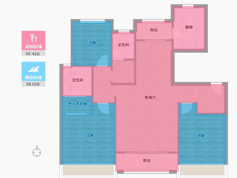 天津-天津市-仁恒海和院文澜花园2栋,文澜花园31栋,文澜花园28栋,文澜花园27栋建面129m²-93.86-户型库-动静分区