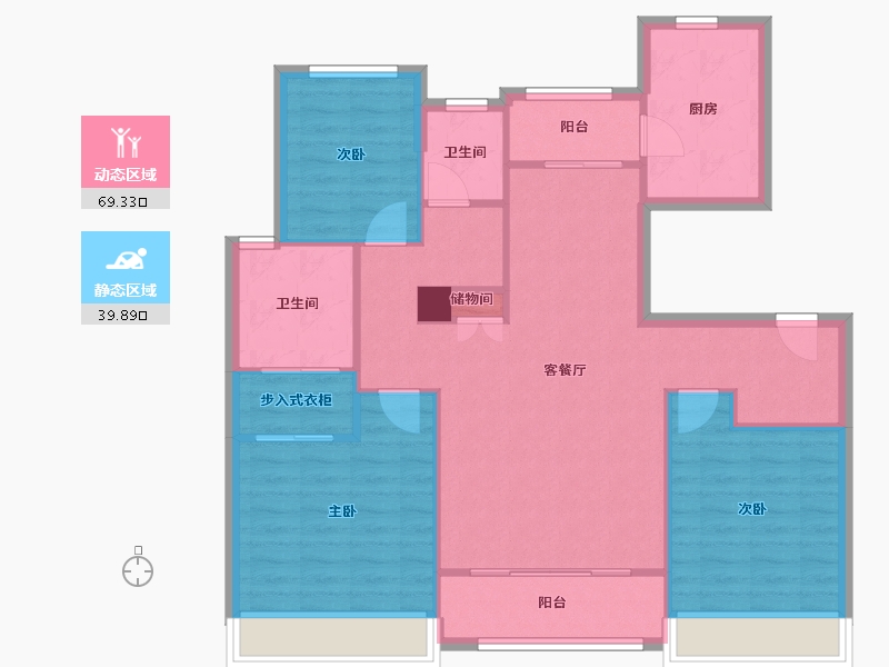 天津-天津市-仁恒海和院文澜花园5栋,文澜花园7栋,文澜花园8栋,文澜花园13栋,文澜花园15栋-98.92-户型库-动静分区