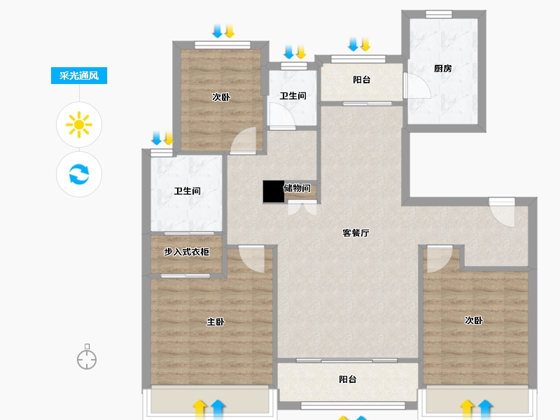 天津-天津市-仁恒海和院文澜花园5栋,文澜花园7栋,文澜花园8栋,文澜花园13栋,文澜花园15栋-98.92-户型库-采光通风