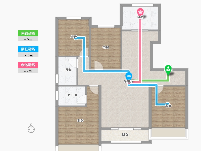 天津-天津市-仁恒海和院文澜花园12栋,文澜花园9栋建面145m²-105.17-户型库-动静线