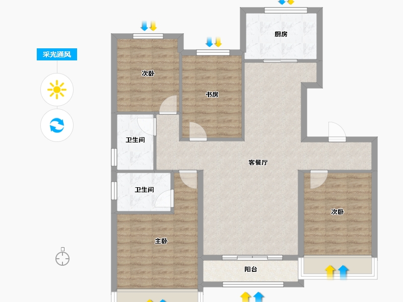 天津-天津市-仁恒海和院文澜花园12栋,文澜花园9栋建面145m²-105.17-户型库-采光通风