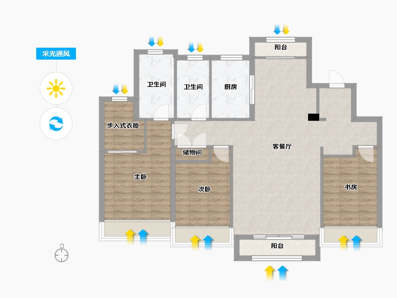 天津-天津市-仁恒海和院文澜花园4栋,文澜花园13栋,文澜花园16栋,文澜花园17栋,文澜花园24-108.83-户型库-采光通风