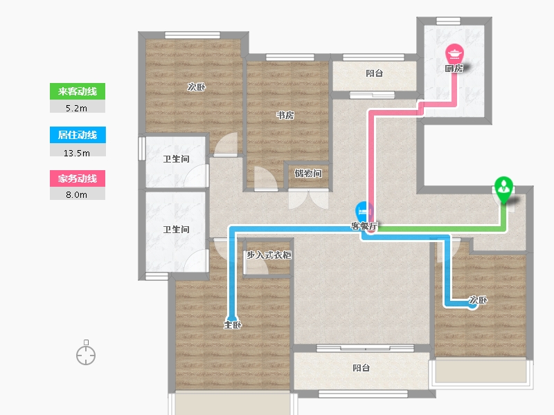 天津-天津市-仁恒海和院文澜花园10栋,建面158m²-119.36-户型库-动静线