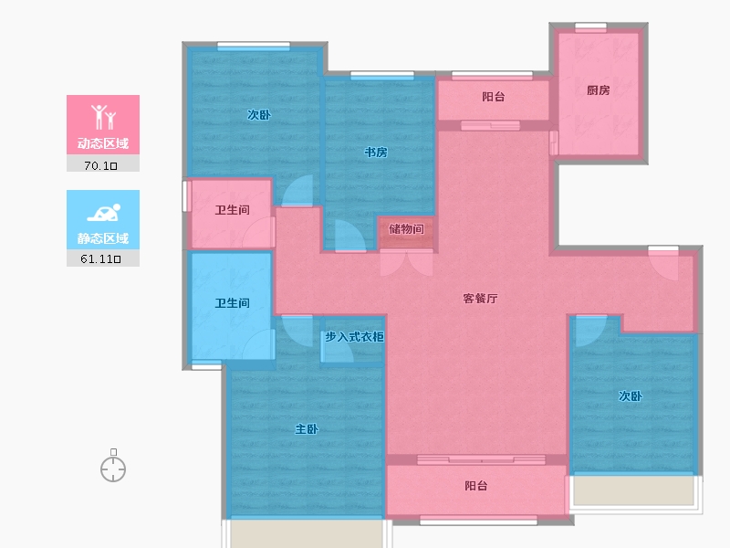 天津-天津市-仁恒海和院文澜花园10栋,建面158m²-119.36-户型库-动静分区