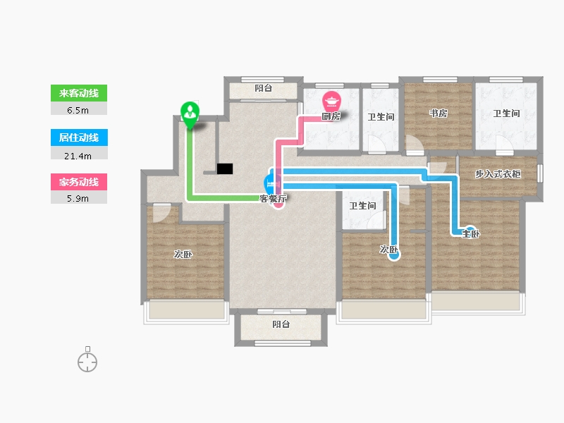 天津-天津市-仁恒海和院文熙花园5栋,文熙花园6栋,文熙花园9栋,文熙花园11栋,文熙花园19栋-141.82-户型库-动静线