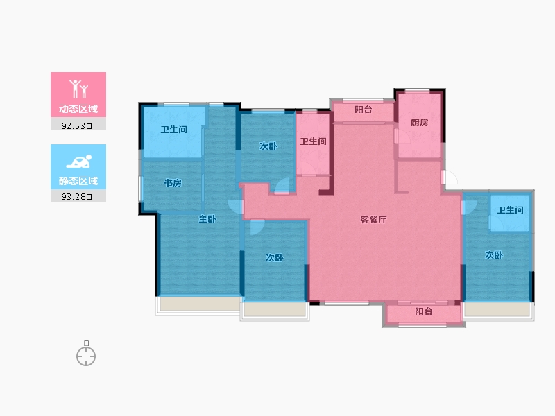 天津-天津市-仁恒海和院文熙花园10栋建面211m²-168.80-户型库-动静分区