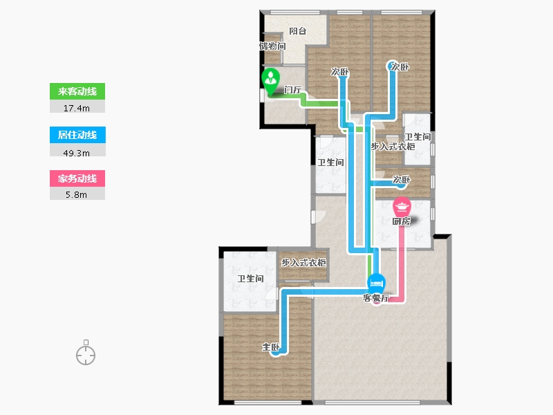 山东省-青岛市-深蓝中心B栋建面270m²-216.60-户型库-动静线