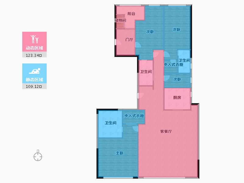 山东省-青岛市-深蓝中心B栋建面270m²-216.60-户型库-动静分区