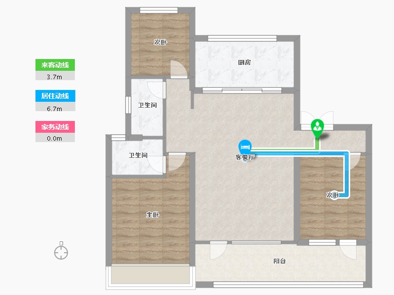 山东省-青岛市-中南世纪城（林樾）六期12号楼,六期11号楼建面110m²-88.00-户型库-动静线