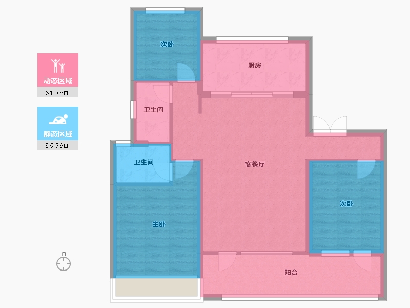 山东省-青岛市-中南世纪城（林樾）六期12号楼,六期11号楼建面110m²-88.00-户型库-动静分区