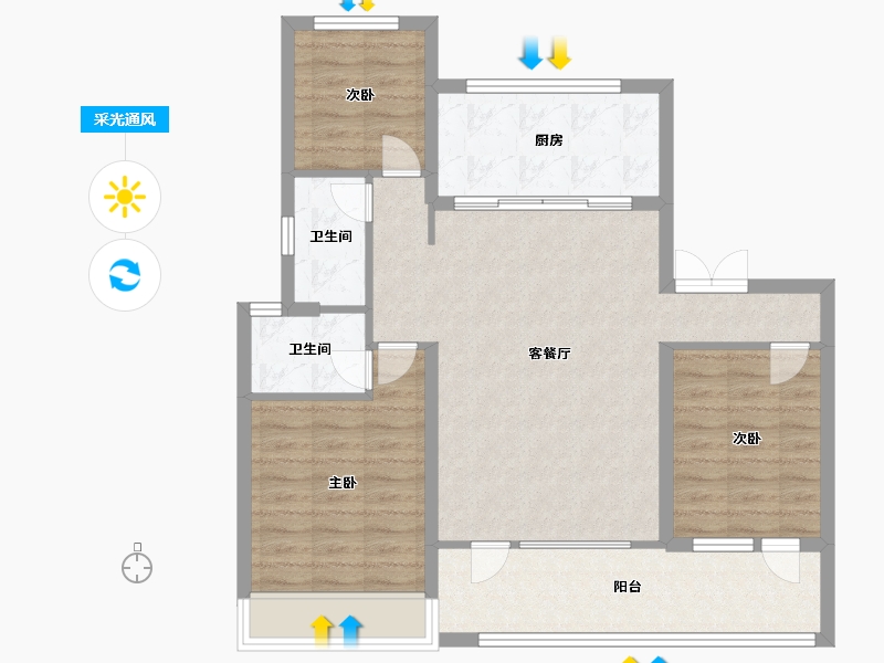 山东省-青岛市-中南世纪城（林樾）六期12号楼,六期11号楼建面110m²-88.00-户型库-采光通风