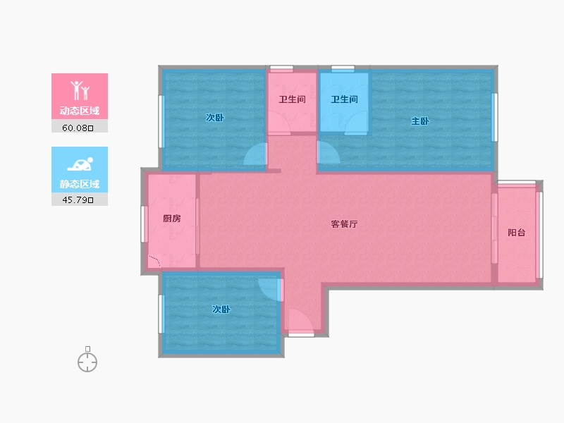 贵州省-贵阳市-万科大都会花样-95.51-户型库-动静分区