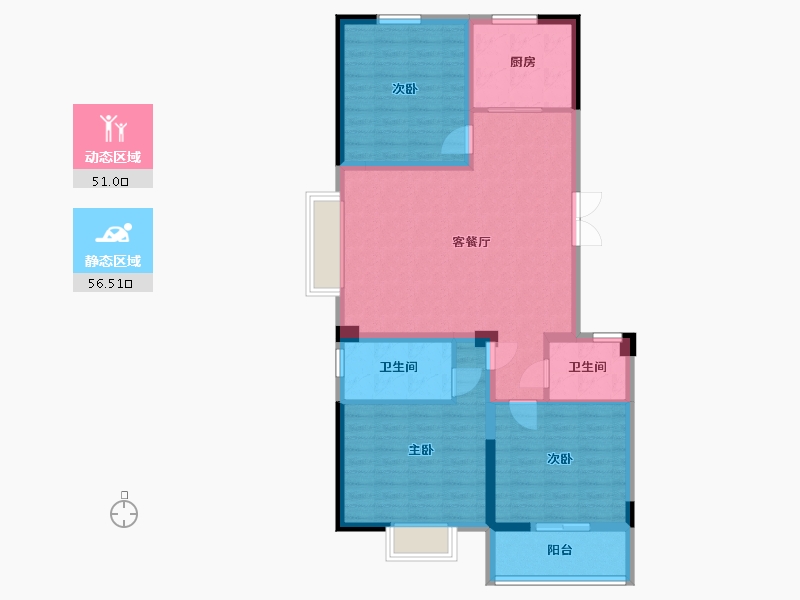 浙江省-温州市-西山家园-96.52-户型库-动静分区