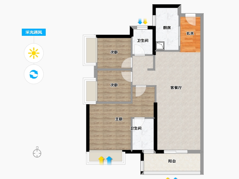 广东省-佛山市-保利-77.77-户型库-采光通风