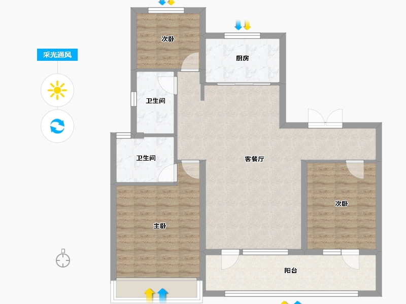 山东省-青岛市-中南世纪城-96.00-户型库-采光通风