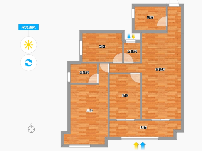 广东省-河源市-雅居乐花园-81.93-户型库-采光通风