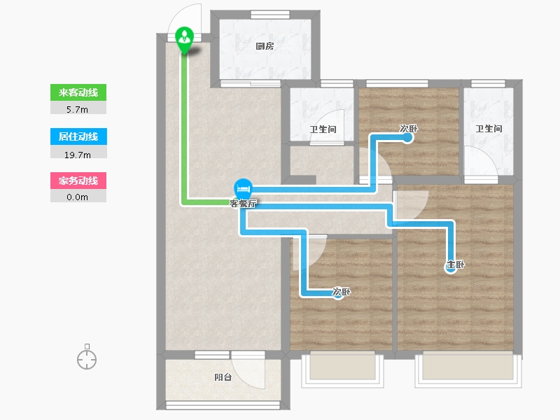 山东省-青岛市-天一仁和宸璟都会16栋建面105m²-84.01-户型库-动静线