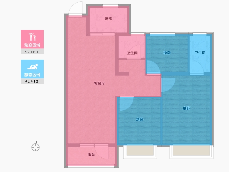 山东省-青岛市-天一仁和宸璟都会16栋建面105m²-84.01-户型库-动静分区