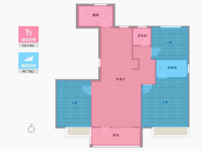 山东省-青岛市-天一仁和宸璟都会12栋建面120m²-96.00-户型库-动静分区