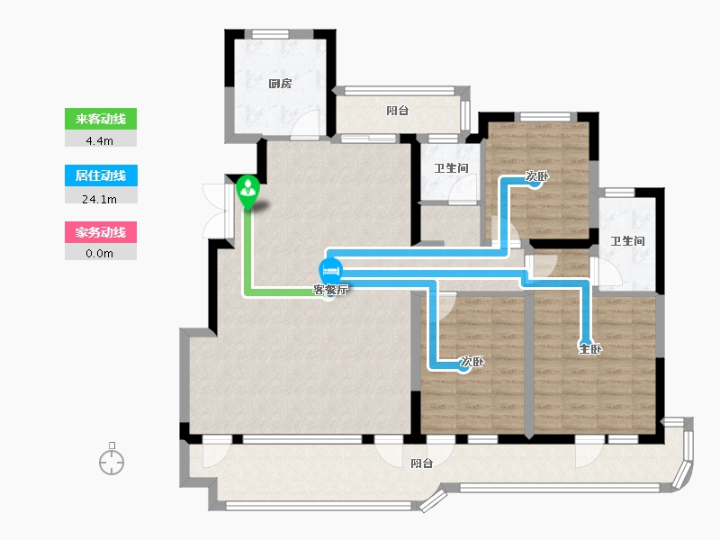 山东省-青岛市-港中旅蓝谷一号建面132m²-118.13-户型库-动静线