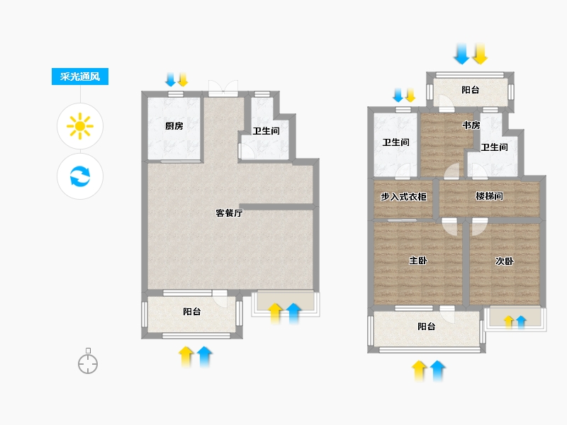 山东省-青岛市-实地海棠蓝谷建面140㎡-112.00-户型库-采光通风