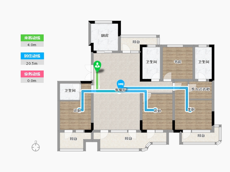 山东省-青岛市-港中旅蓝谷一号D户型建面166m²-130.31-户型库-动静线