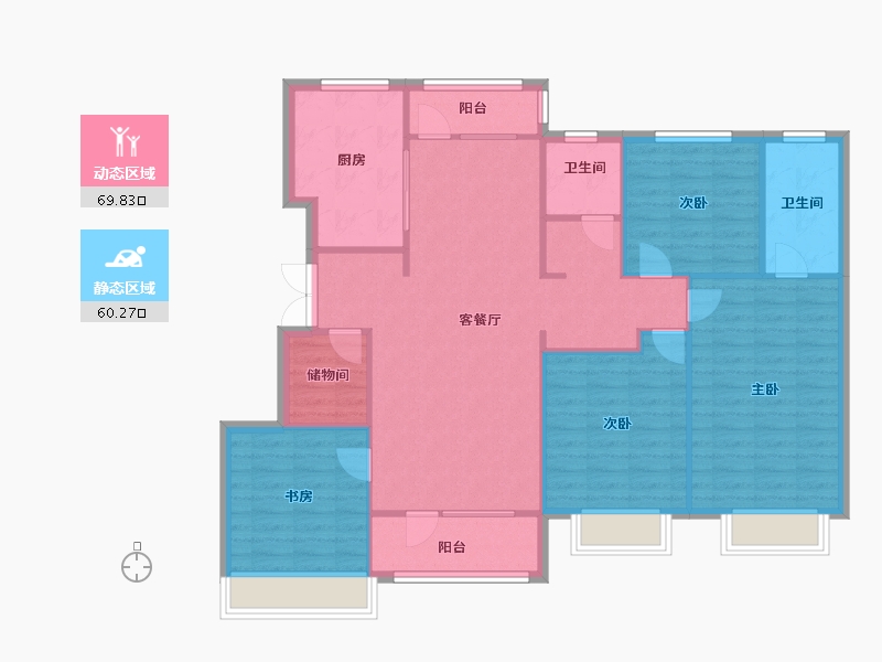 山东省-青岛市-远洋万和公馆建面149m²-119.20-户型库-动静分区