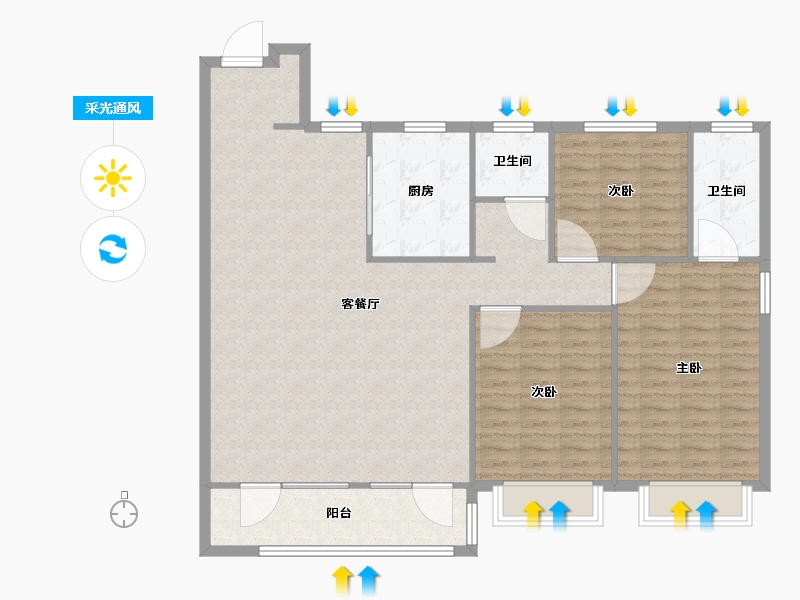 山东省-青岛市-远洋万和公馆建面150m²-120.00-户型库-采光通风