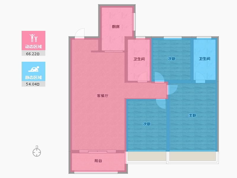 山东省-青岛市-海信依云小镇C户型建面135m²-108.00-户型库-动静分区